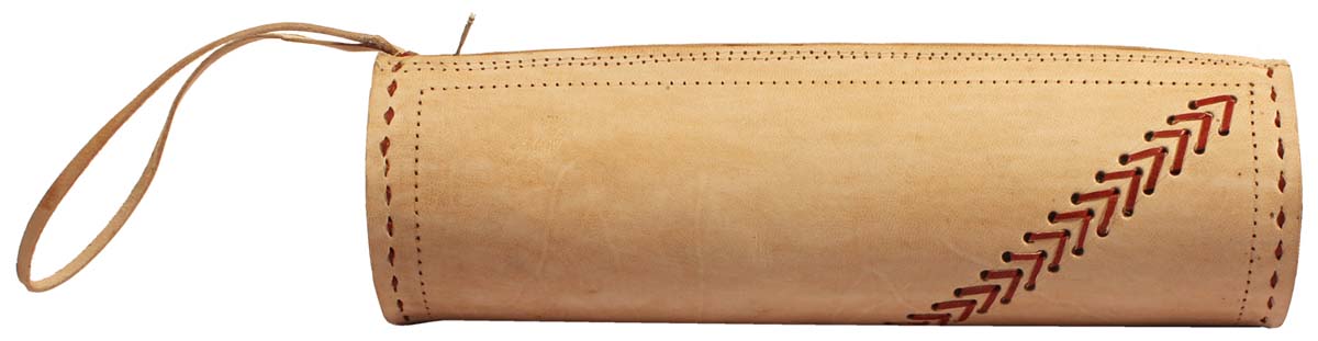 Wholesale Duffle Wristlet – Handmade in Genuine Leather – Beige – Stab-Stich Detail – Zipper Closure – Multi-Utility Accessories