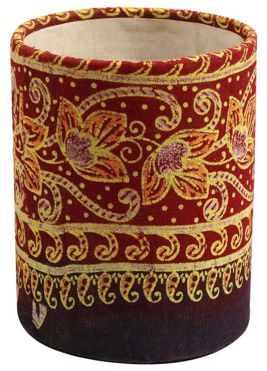 Pen Holders in Bulk – Cylindrical – Multicolored – Floral & Paisley Motifs – Handmade in Metal with Fabric Covering – Desk Accessories