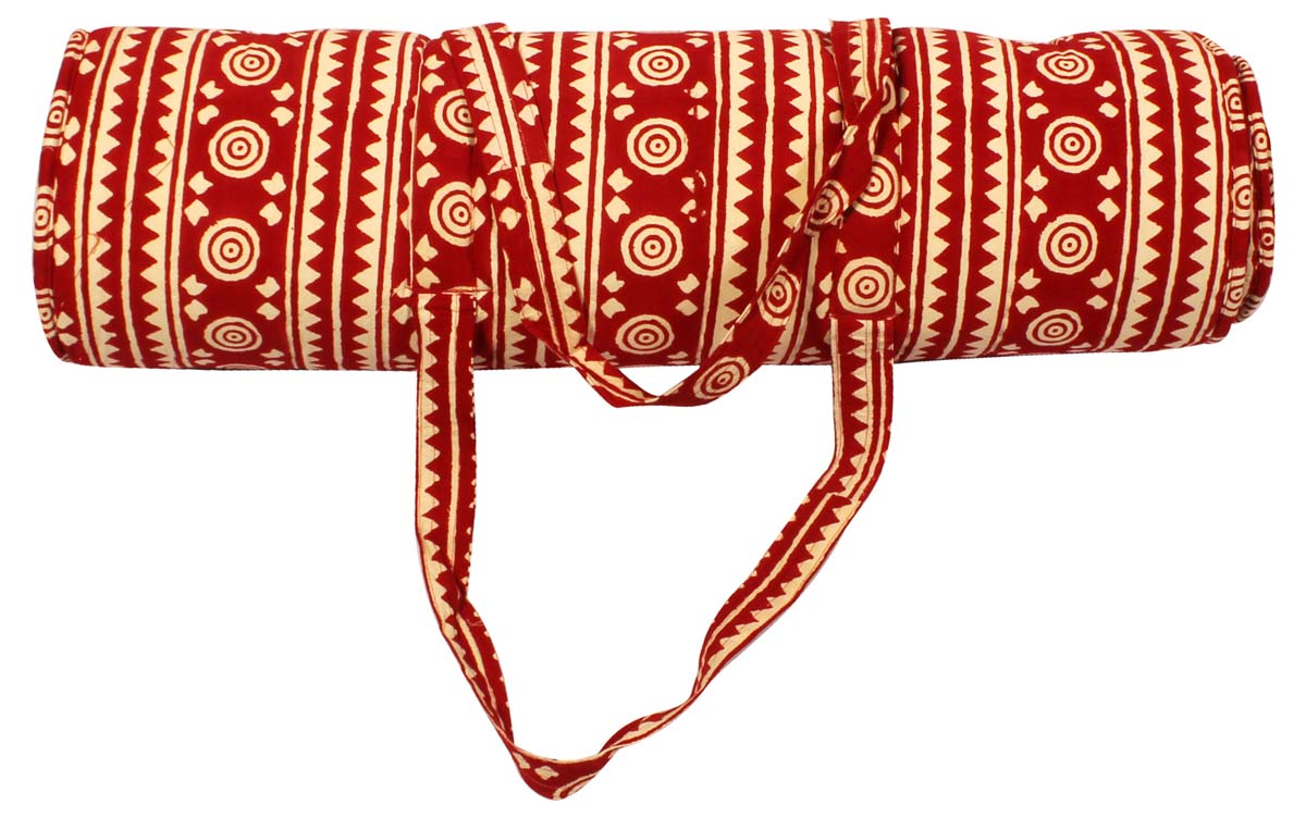 Yoga Mats in Bulk – Handmade – Cotton Fabric – Red & Off-White – Yoga Accessories