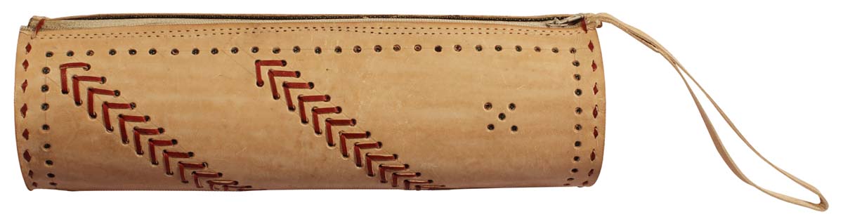Wholesale Wristlets – Beige 8" Duffle Wristlet – Handmade in Genuine Leather – Zipper Closure – Multi-Utility Accessories