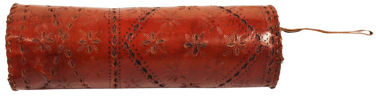 Wholesale 7.5" Duffle Wristlet – Handmade in Genuine Leather – Brown – Embossed Pattern – Zipper Closure – Multi-Utility Accessories