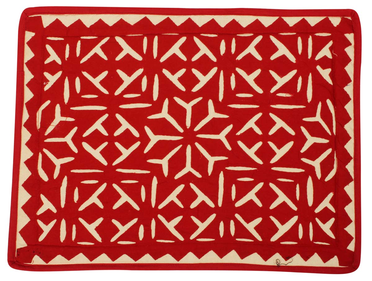 Bulk Wholesale Set of 6 Cotton Placemats  – Rectangular – Red & Off-White – Patchwork – Dining Table Accessories