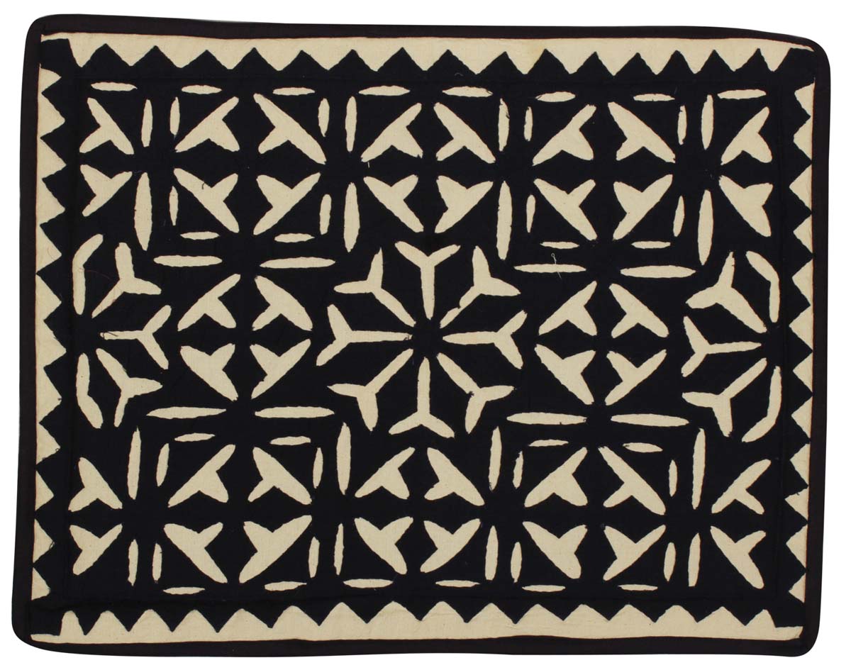 Bulk Wholesale Set of 6 Cotton Placemats  – Rectangular – Black & Off-White – Patchwork – Dining Table Accessories