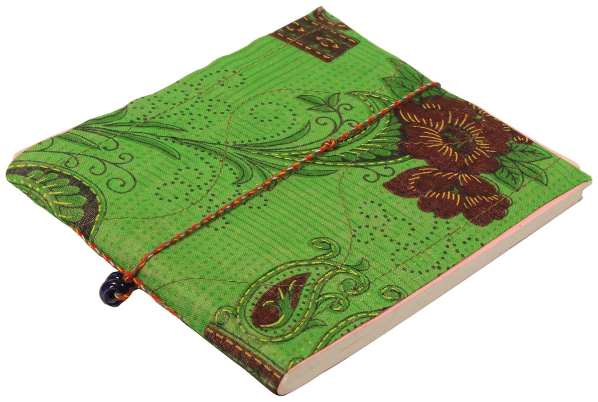 Wholesale Journals & Notebooks – Hand-Bound – Green Cover with Floral Motifs – Handmade Paper – Journals in Bulk