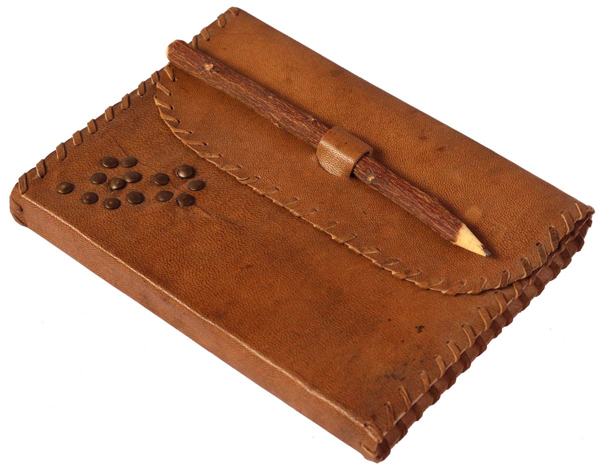 8” Hand-Crafted Brown Leather Journal in Bulk at Wholesale – With Raw-Look Pencil & Metal Studs – Thoughtful Gifts
