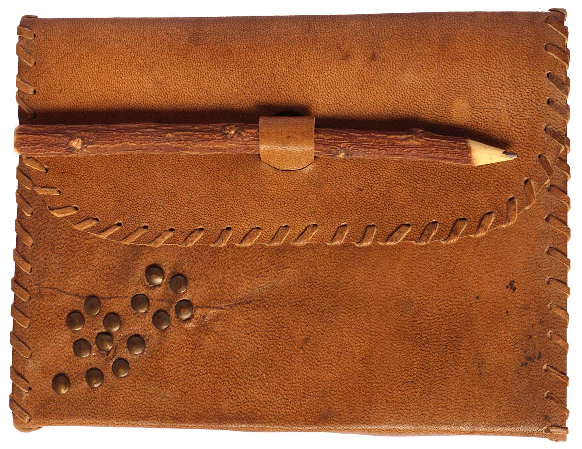 8” Hand-Crafted Brown Leather Journal in Bulk at Wholesale – With Raw-Look Pencil & Metal Studs – Thoughtful Gifts