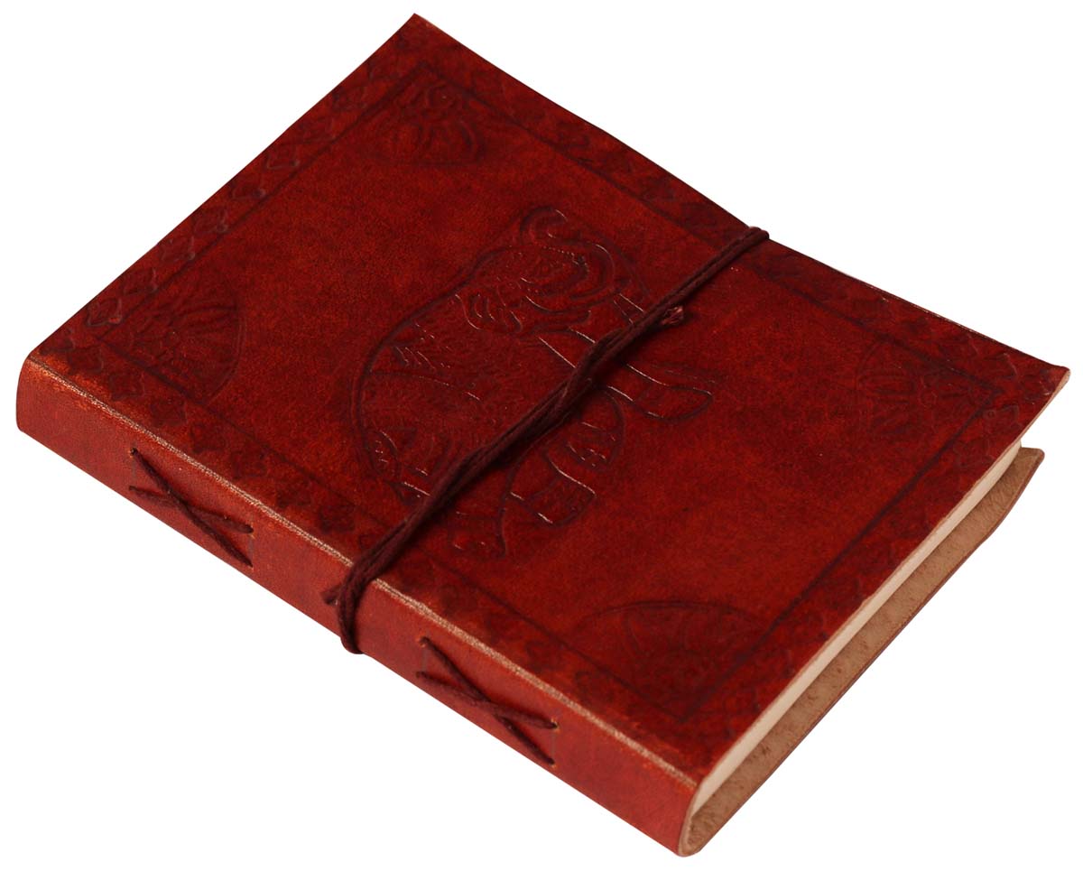 6” Hand-Crafted Brown Leather Journal in Bulk at Wholesale – With Elephant Embossing & Thread Closure – Thoughtful Gifts