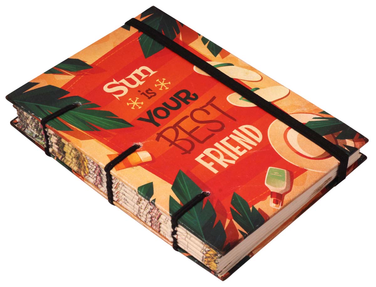 6” Colorful Hardcover Writing Journal / Notebook with Handmade Papers –Digital Print of Sunny Day – Diaries in Bulk at Wholesale