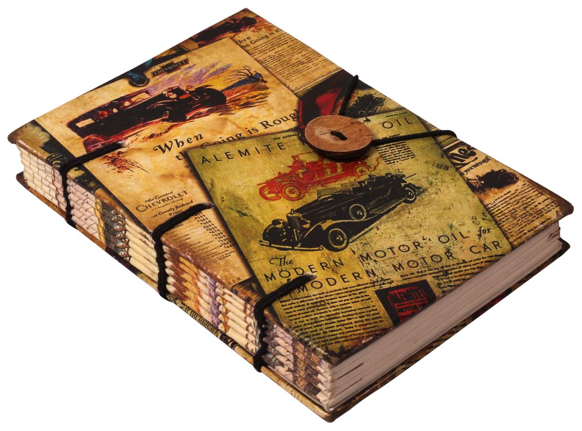 7” Vintage Cars Hardcover Writing Journal / Notebook with Handmade Papers –Digital Printing – Diaries in Bulk at Wholesale