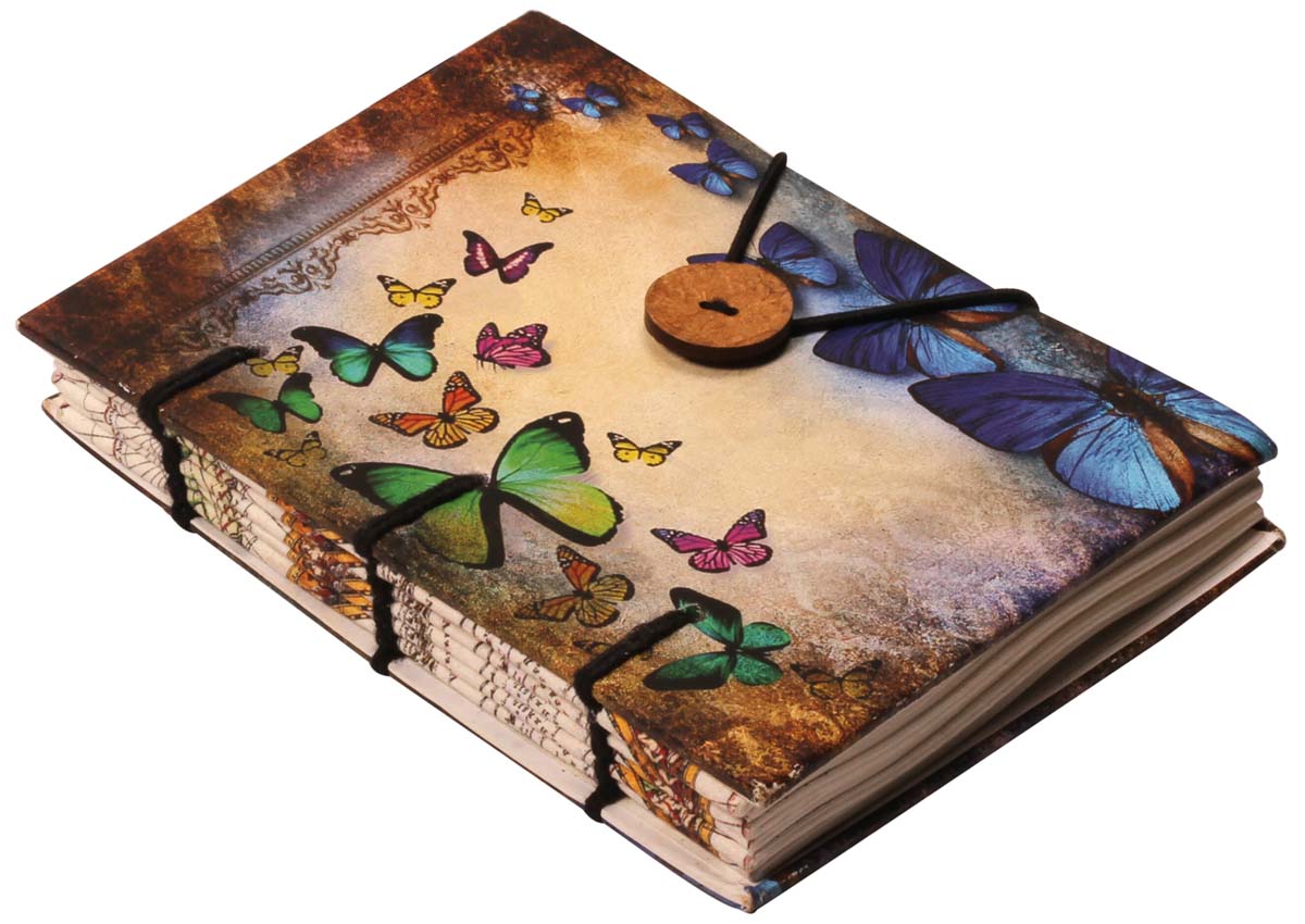 8” Butterfly Writing Journal in Bulk at Wholesale – Hardcover with Handmade Papers & Lively Digital Print – Diaries in Bulk at Wholesale