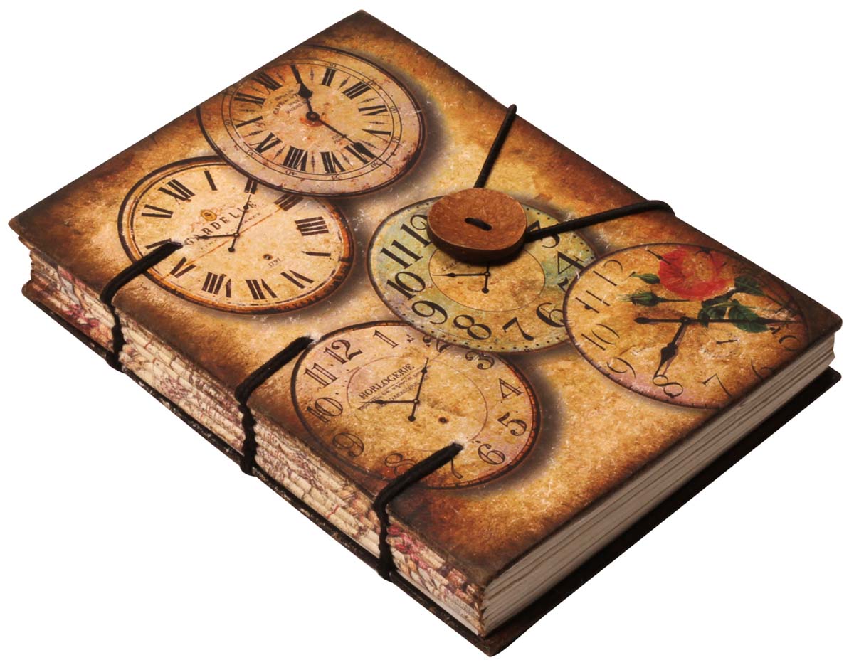 7” Clocks Hardcover Writing Journal in Bulk at Wholesale – Handmade Papers & Digital Print – Vintage-Look Diaries in Bulk at Wholesale