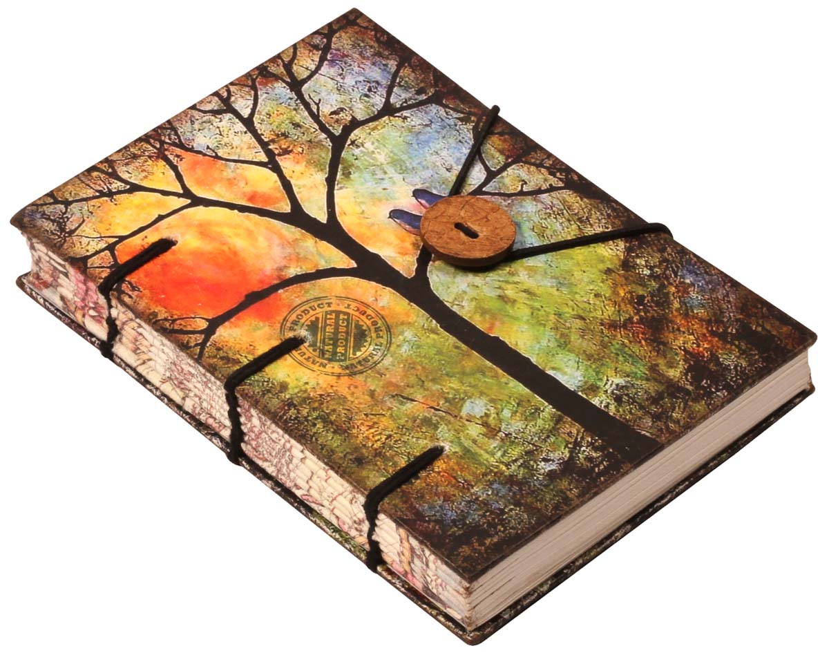 6” Wholesale ‘Forest-Tree’ Journal / Writing Diary in Hardcover with Handmade Papers – Colorful Digital Print – Creative Notebooks / Gifts from India