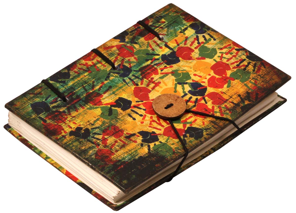 7” Wholesale ‘Hand-Impressions’ Journal / Writing Diary in Hardcover with Handmade Papers – Colorful Digital Print – Creative Notebooks / Gifts from India