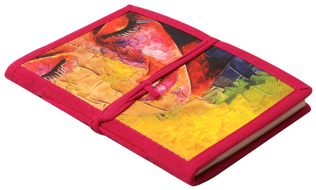 8” Wholesale ‘Woman-Portrait’ Journal / Writing Diary in Hardcover with Handmade Papers – Colorful Digital Print – Creative Notebooks / Gifts from India