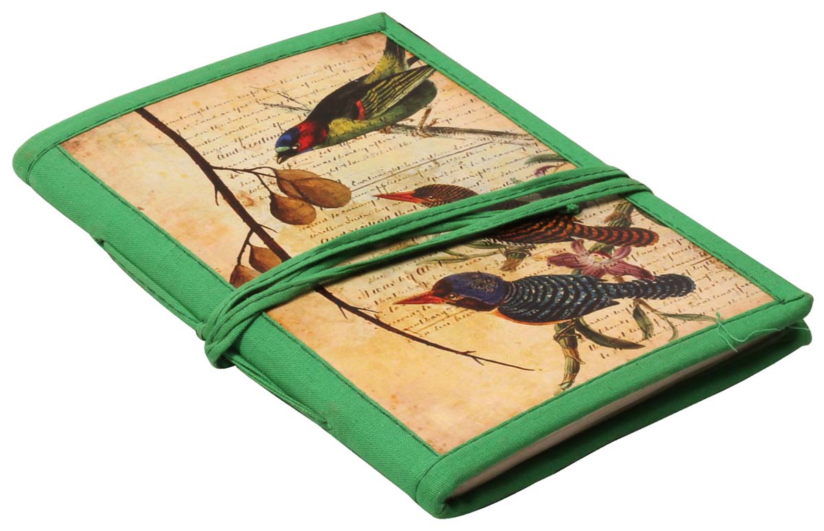 8” Wholesale ‘Sparrows’ Journal / Writing Diary in Hardcover with Handmade Papers – Colorful Digital Print – Creative Notebooks / Gifts from India