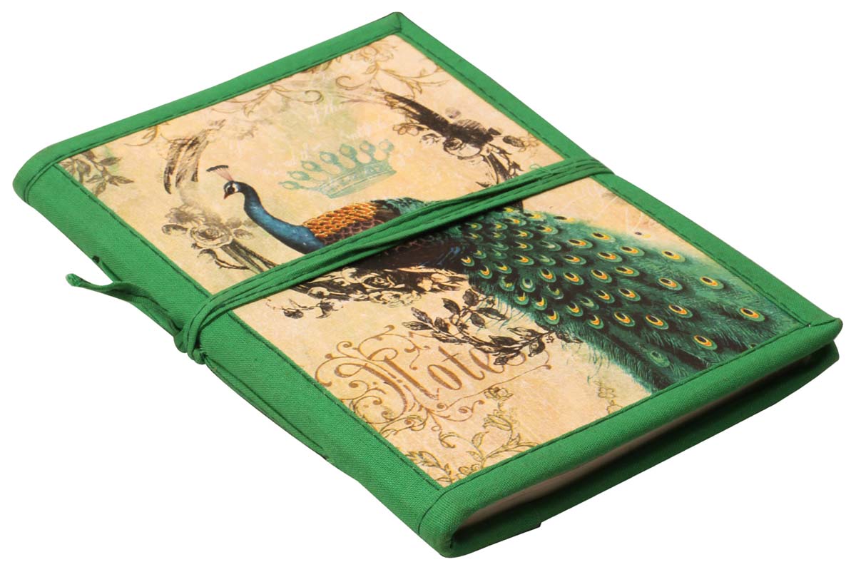 7” Hand-Crafted Peacock Journal / Writing Notebook in Bulk at Wholesale – Colorful Digital Print - Hardcover – Thread Closure – Creative Diaries from India