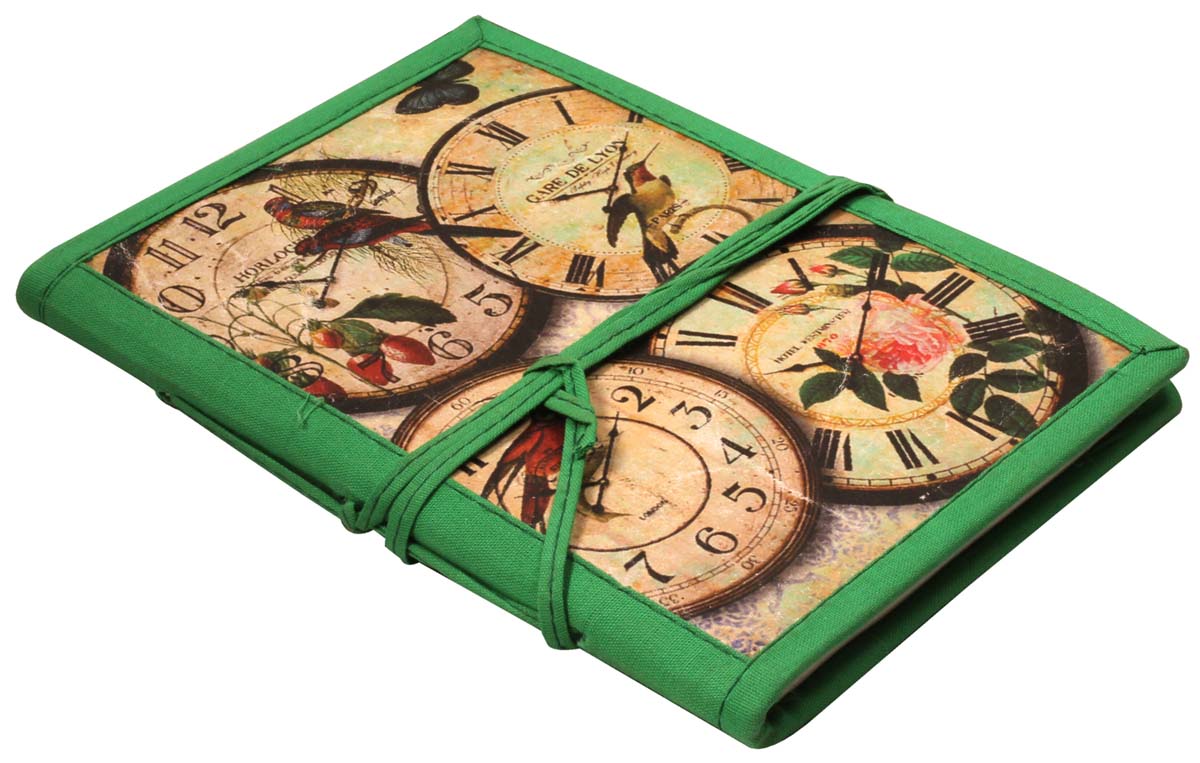 6” Hand-Crafted World-Clocks Journal / Writing Notebook in Bulk at Wholesale – Colorful Digital Print - Hardcover – Thread Closure – Creative Diaries from India