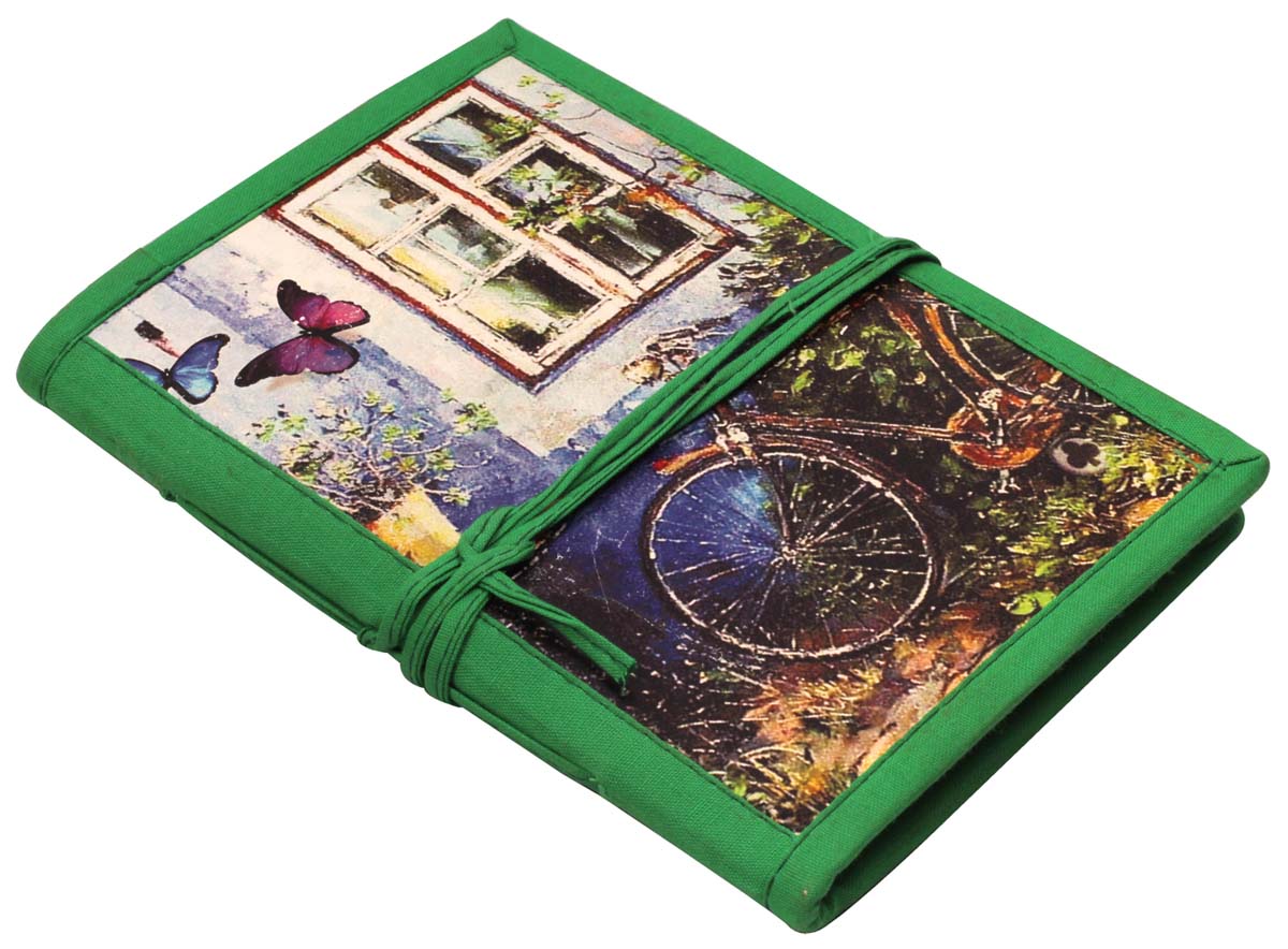 7” Hand-Crafted Countryside Journal / Writing Notebook in Bulk at Wholesale – Colorful Digital Print - Hardcover – Green Thread Closure – Creative Diaries from India