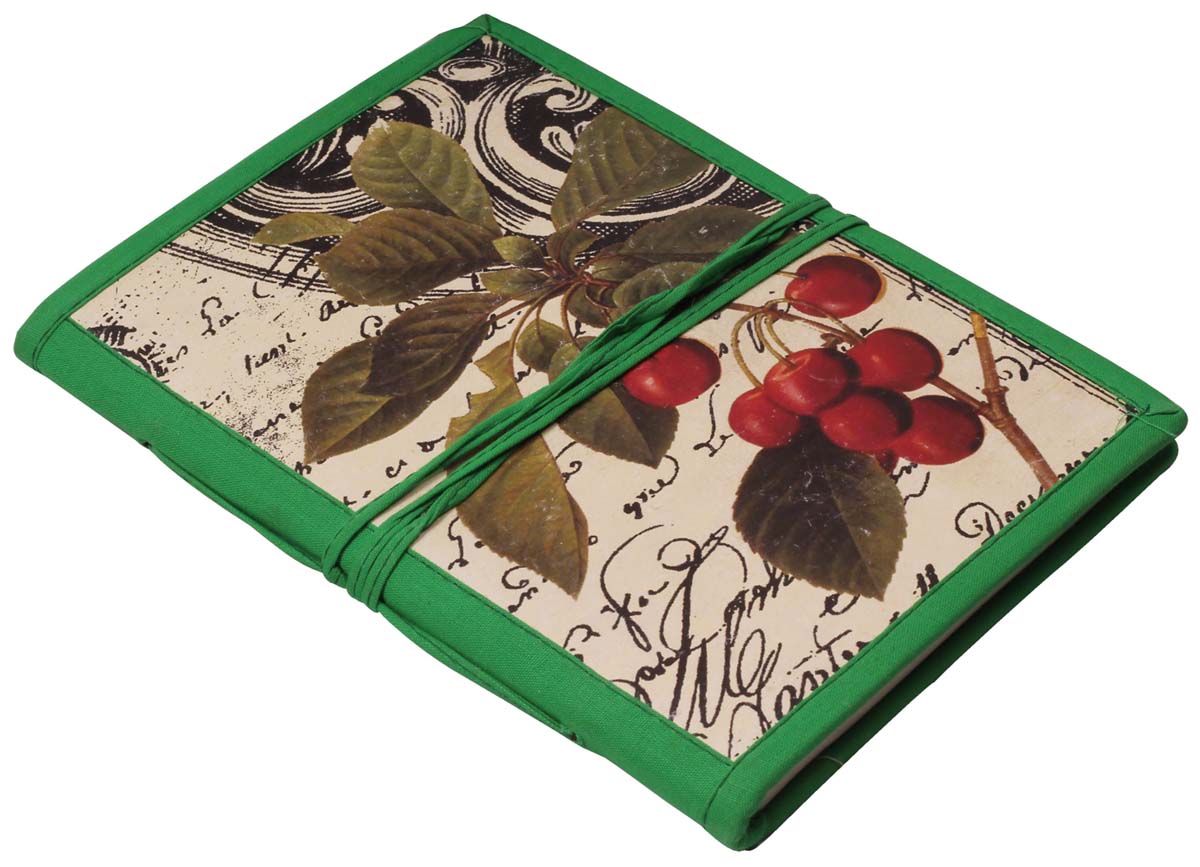 7” Cherries Writing Journal in Bulk at Wholesale – Digital Print Hardcover - Handmade Papers – Thread Closure – Artistic Notebooks from India