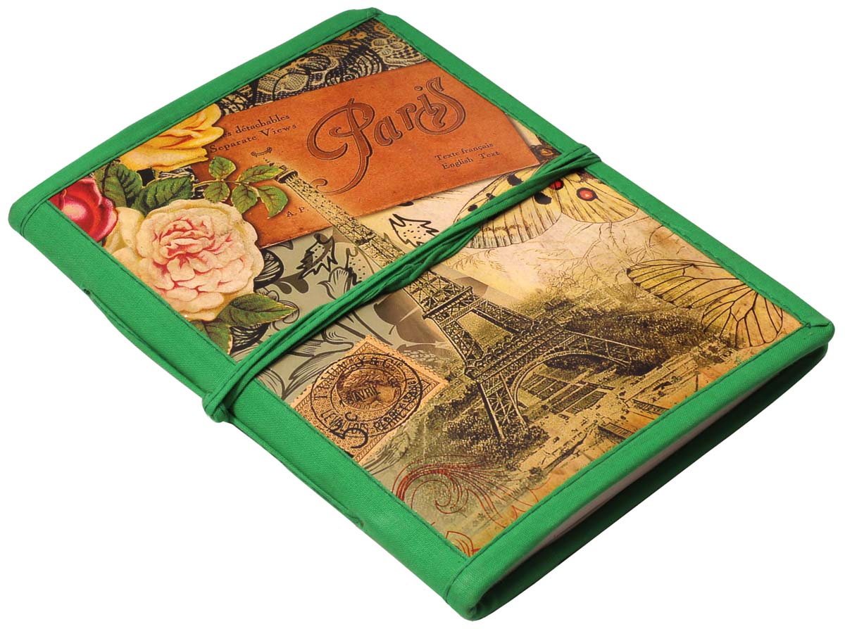 6” Paris Glimpses Writing Journal in Bulk at Wholesale – Digital Print Hardcover - Handmade Papers – Thread Closure – Artistic Notebooks from India