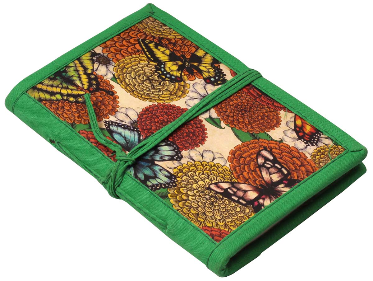 8” Butterflies Writing Journal in Bulk at Wholesale – Digital Colorful Print Hardcover - Handmade Papers – Thread Closure – Artistic Notebooks from India