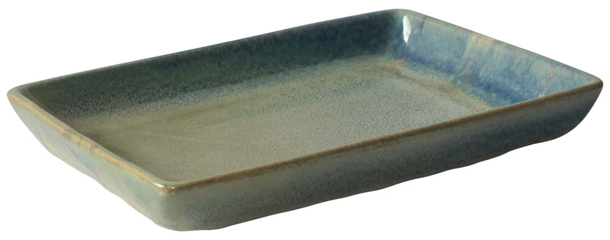 10.5” Hand-Thrown Ceramic Serving Tray in Bulk at Wholesale – Studio-Pottery – Blue-Green – Glazed – Antique-Look Serveware / Home & Kitchen Accessories