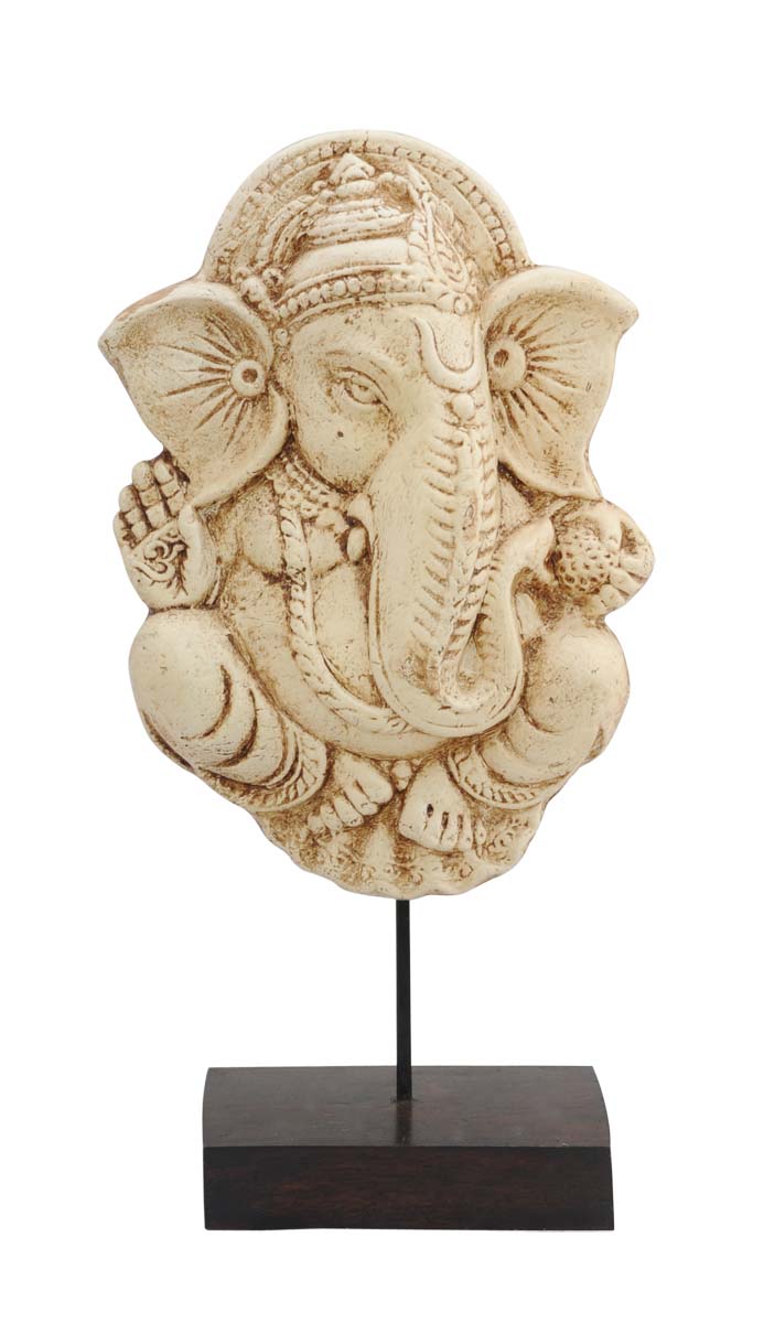 Bulk Wholesale Lord Ganesha Sculpture in Wood & Papier Mache – Handmade 15” God Figurine / Statue Mounted on Wooden Plinth – Auspicious Home / Office Décor from India