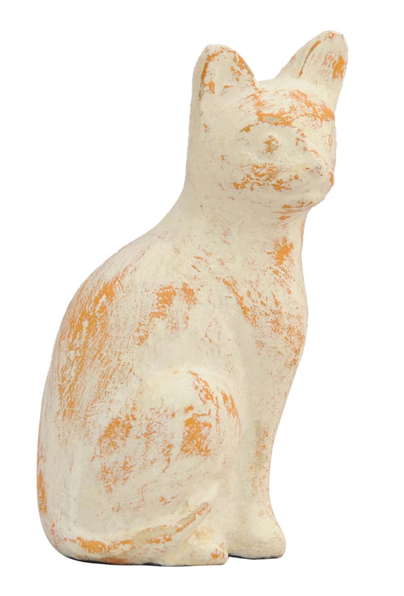 Bulk Buy Cat Figurine & Statue in Papier Mache Art - Wholesale Handmade 6.4” Off-White Cat Sculpture from India - Good Luck Sculptures - Home & Office Decor
