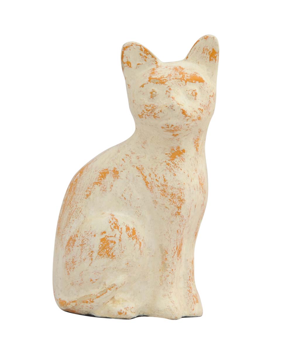 Bulk Buy Cat Figurine & Statue in Papier Mache Art - Wholesale Handmade 6.4” Off-White Cat Sculpture from India - Good Luck Sculptures - Home & Office Decor