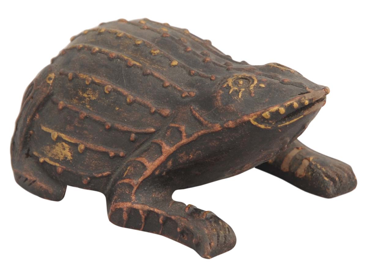 Bulk Source 1.6” Dark Brown Frog Figurine in Wood - Wholesale Hand Carved Wooden Frog Figurine/Statue with Unique Abstract Pattern on its Body - Animal Decor Sculpture from India