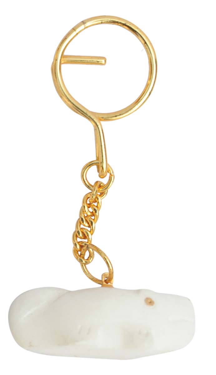 Bulk Wholesale 3.6" Key Chain with a Crocodile in White Marble & Iron Chain - Handmade Traditional Style Gifts/Utility Items for Art-Lovers from India