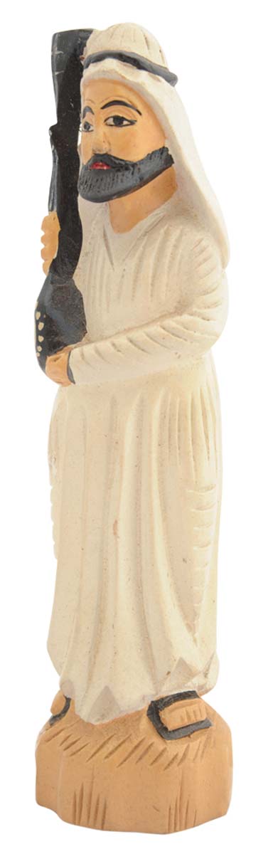 Bulk Wholesale Arabian Man Sculpture in Kadam-Wood – Hand-Crafted 6” Statue of a Man Playing Musical Instrument ‘Tumbi’– Ethnic-Look Home Décor from India