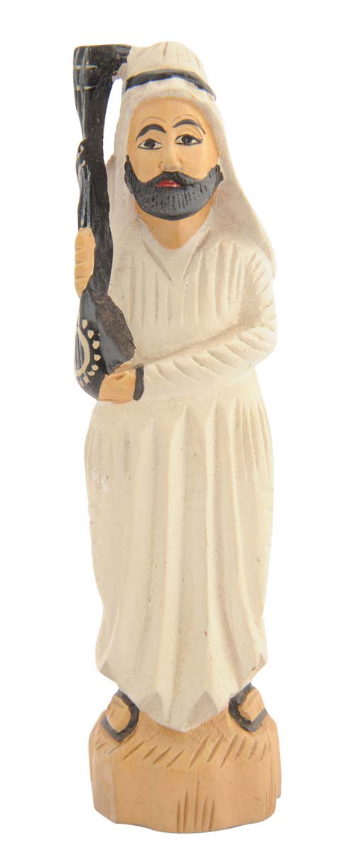 Bulk Wholesale Arabian Man Sculpture in Kadam-Wood – Hand-Crafted 6” Statue of a Man Playing Musical Instrument ‘Tumbi’– Ethnic-Look Home Décor from India