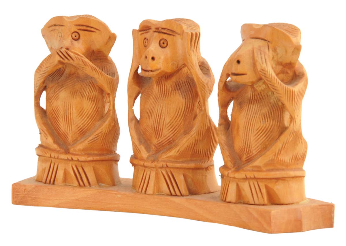 Wholesale Wood 3 Monkey Statue in Bulk - The Hear-No, See-No, Speak-No Evil Monkeys Sculpture/Collectible Figurine/3 Wise Monkeys Sculpture - Wooden Animal Art Figurines - Home Decor Gifts