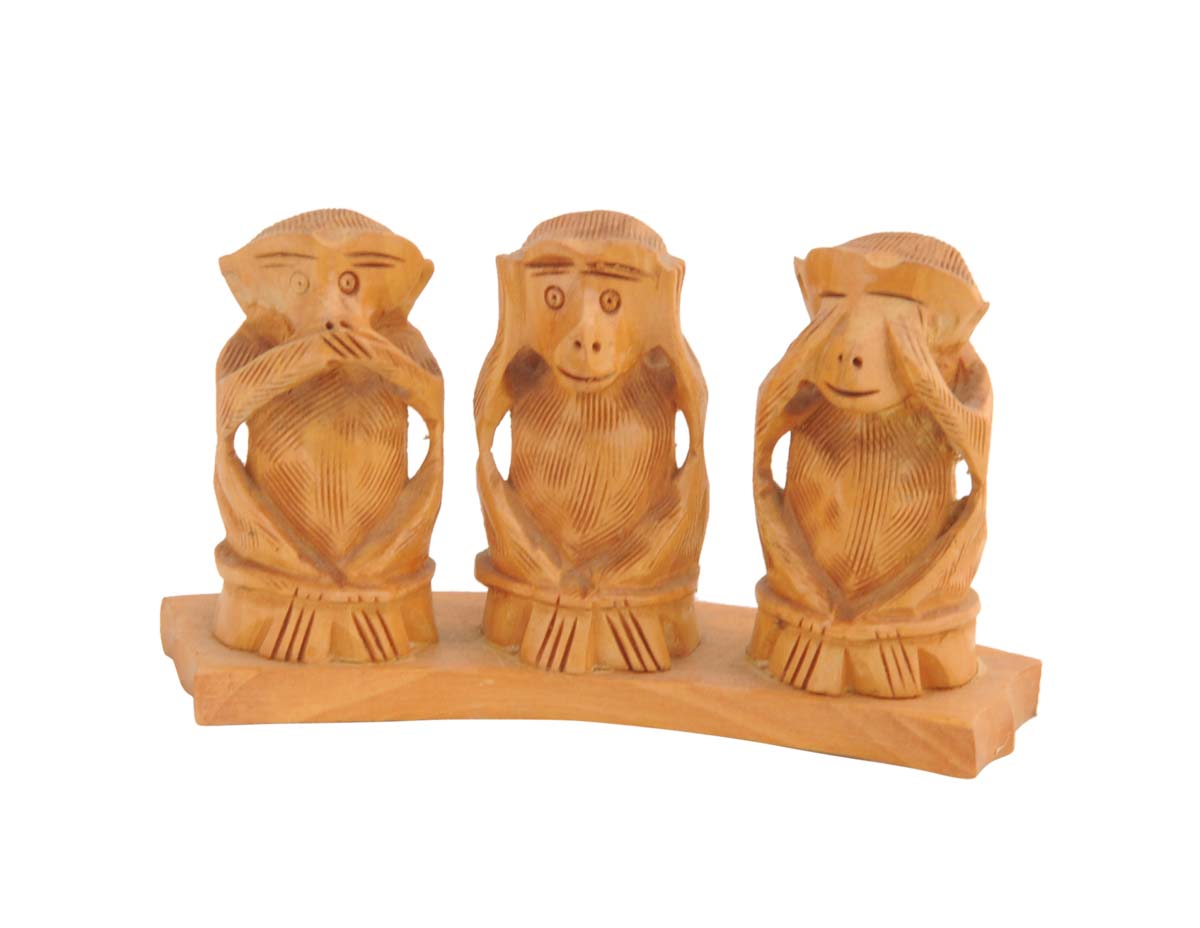 Wholesale Wood 3 Monkey Statue in Bulk - The Hear-No, See-No, Speak-No Evil Monkeys Sculpture/Collectible Figurine/3 Wise Monkeys Sculpture - Wooden Animal Art Figurines - Home Decor Gifts