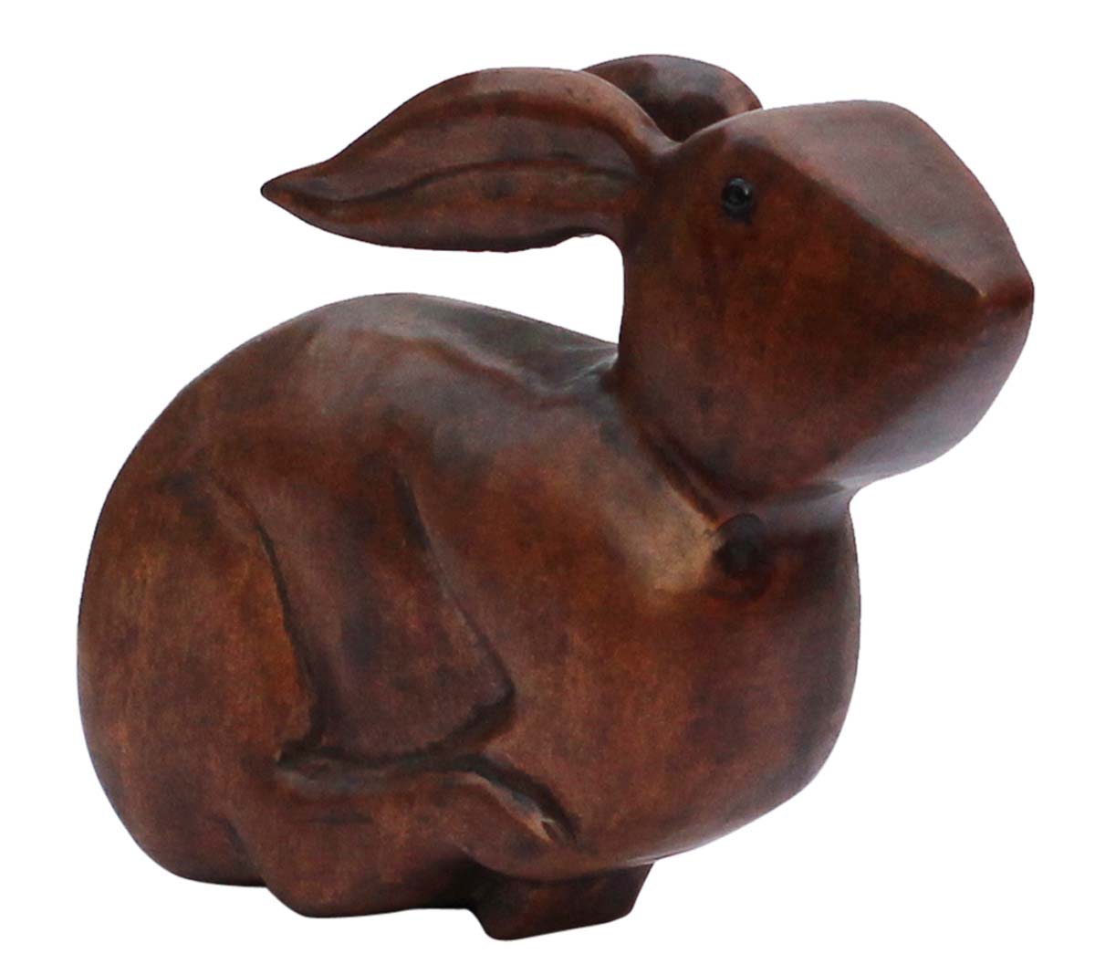 Bulk Wholesale Handcrafted 7.4" Statue / Sculpture of a Rabbit in Kadam Wood – Brown Rabbit for Home Décor from India