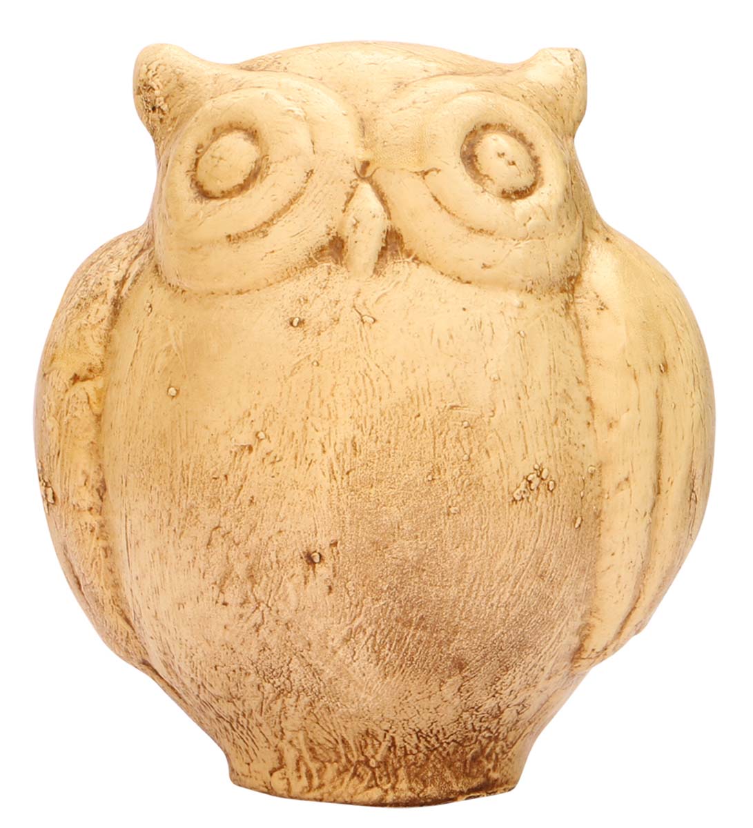 Bulk Wholesale Hand-Carved 5.4” Off-White Statue / Sculpture of Owl in Eucalyptus Wood Enhanced with Papier Mache Art – Distressed-Look Art-Piece for Home Décor from India