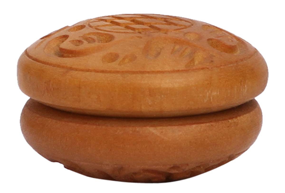 Bulk Wholesale Hand-Carved 1.4” Ring Holder / Keepsake with a Lid in Kadam Wood Enhanced with Traditional Style Motifs – Antique-Look Décor / Utility Item from India
