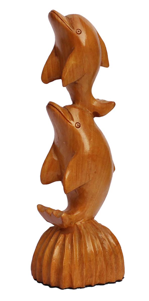 Bulk Wholesale Hand-Carved 8” Decoration Piece of 2 Flying Dolphins ‘Symbol of Balance & Harmony’ in Kadam Wood – Meaningful Gift Item / Home Décor from India