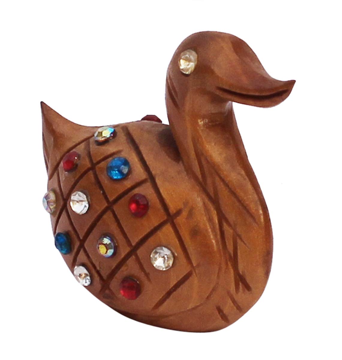 Source 2.3” Duck Figurine in Bulk - Wholesale Handcrafted Wood Duck Figurine/Statue with Colorful Beads - Unique Animal Decor Sculpture