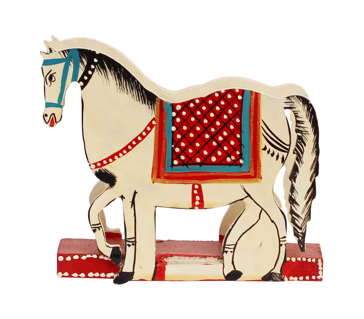 Bulk Wholesale Napkin Holder Handcrafted in Wood with Horse Design in Off-White and Red Color - Traditional Look Dining/Kitchen Accessories from India