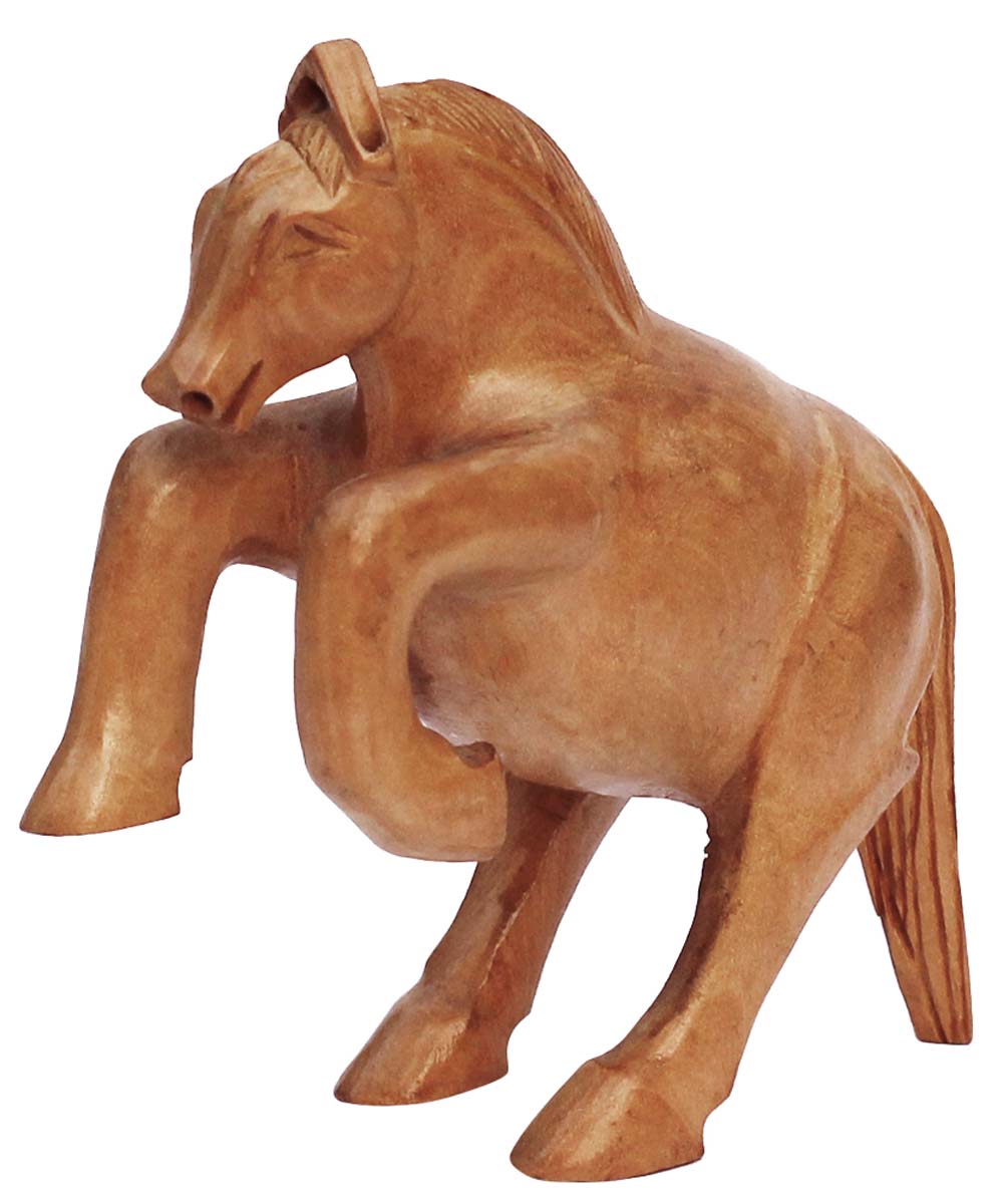 Wholesale Hand-Carved 3.3” Decoration Piece of Running Horse in Kadam Wood – Ethnic-Look Home Décor from India