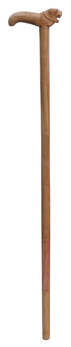 Wholesale 35.2” Walking Stick/Cane in Bulk - Source Handmade Hand-Carved Folding Walking Stick in Wood with a Dog-Shaped Handle from India