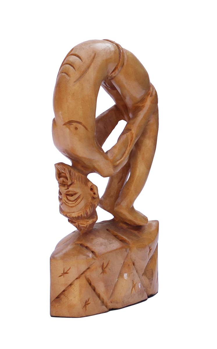 Wholesale Hand-Carved 6” Statue of ‘Yoga Guru Doing Yoga Asan’ in Kadam Wood – Ethnic-Look Statues from India