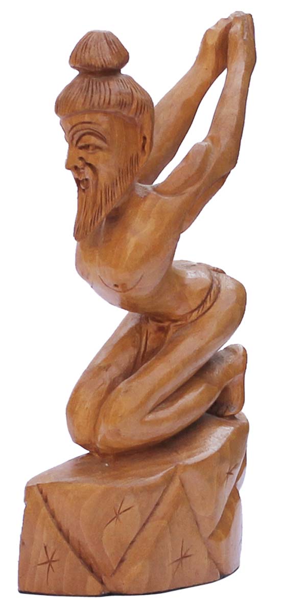 Bulk Source Handmade Yoga Statue/Figurine of Sage Patanjali (Father of Yoga) - Wholesale Handmade 6 Inch ‘Yoga Guru Doing Yoga Asan’ Statue in Wood - Good Luck Sculptures - Home & Office Decor