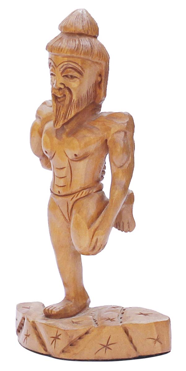 Wholesale Standing 6 Inch Handmade Yoga Statue/Figurine of Sage Patanjali (Father of Yoga) in Bulk - Source Handmade ‘Yoga Guru Doing Yoga Asan’ Statue in Wood - Good Luck Sculptures - Home & Office Decor
