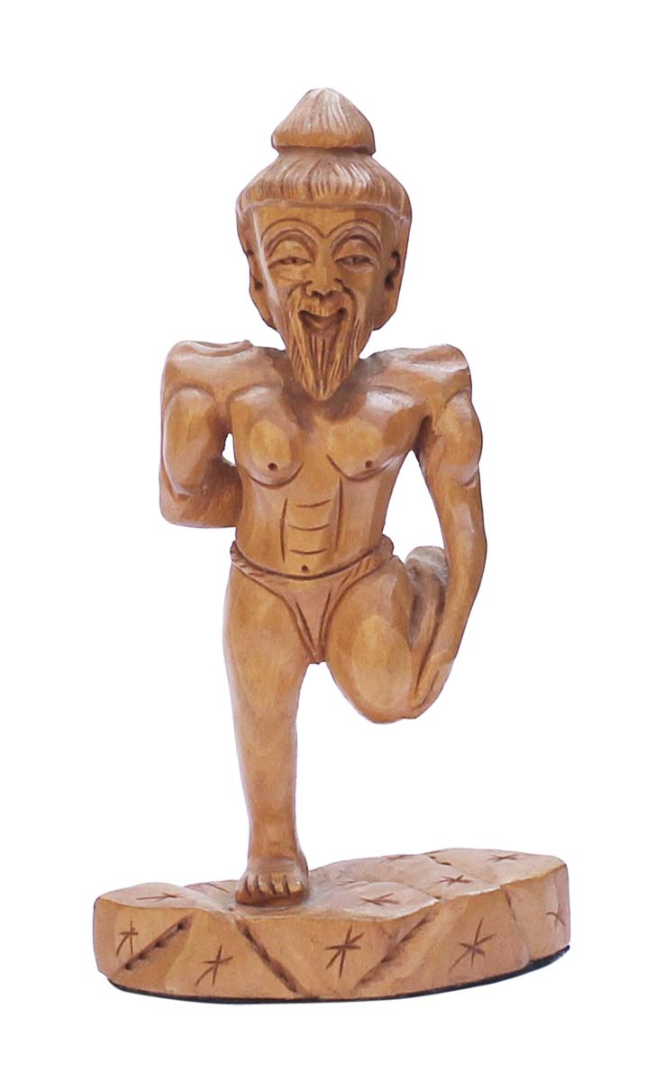 Wholesale Standing 6 Inch Handmade Yoga Statue/Figurine of Sage Patanjali (Father of Yoga) in Bulk - Source Handmade ‘Yoga Guru Doing Yoga Asan’ Statue in Wood - Good Luck Sculptures - Home & Office Decor