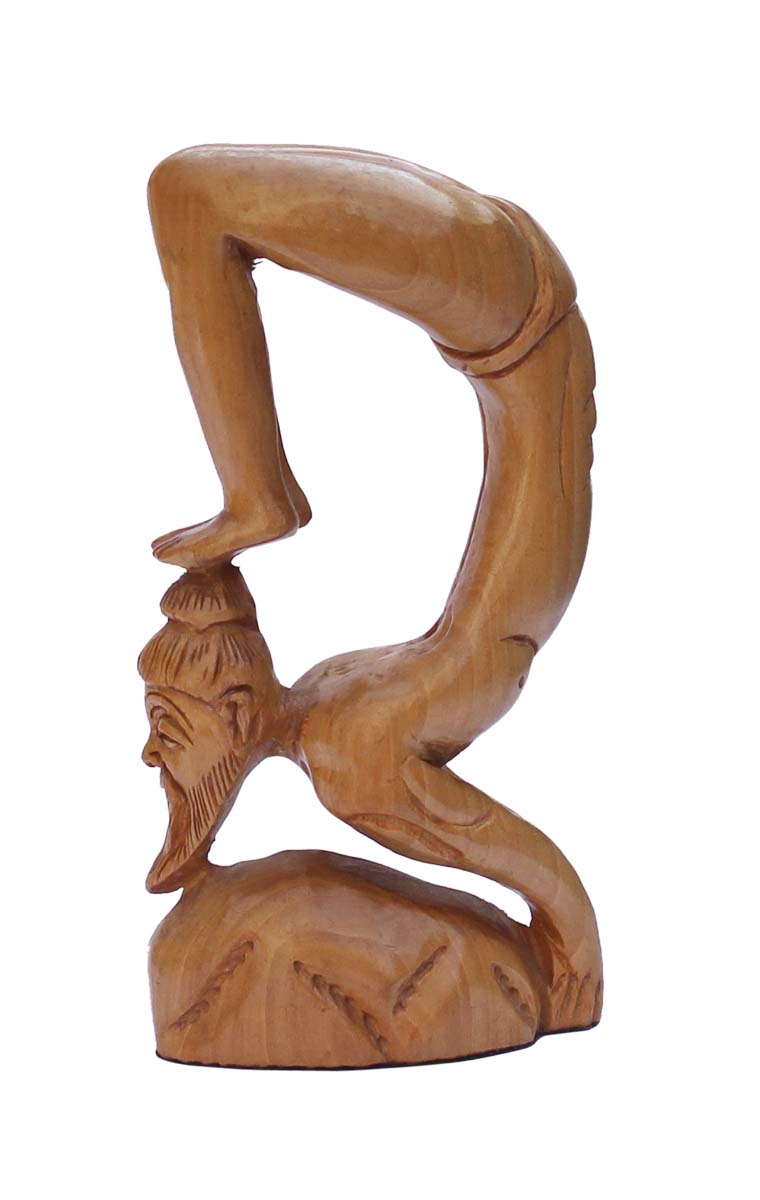 Bulk Source 6 Inch Handmade Yoga Statue/Figurine of Sage Patanjali (Father of Yoga) - Wholesale Wood Handmade Patanjali Rishi Statue Doing Vrischikasana - Good Luck Sculptures - Home & Office Decor