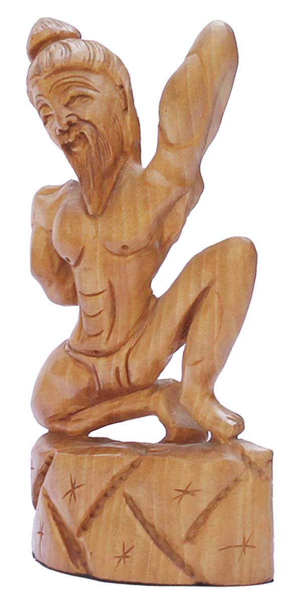 Wholesale Hand-Carved 6” Statue of ‘Yoga Guru Doing Yoga Asan’ in Kadam Wood – Ethnic-Look Statues from India