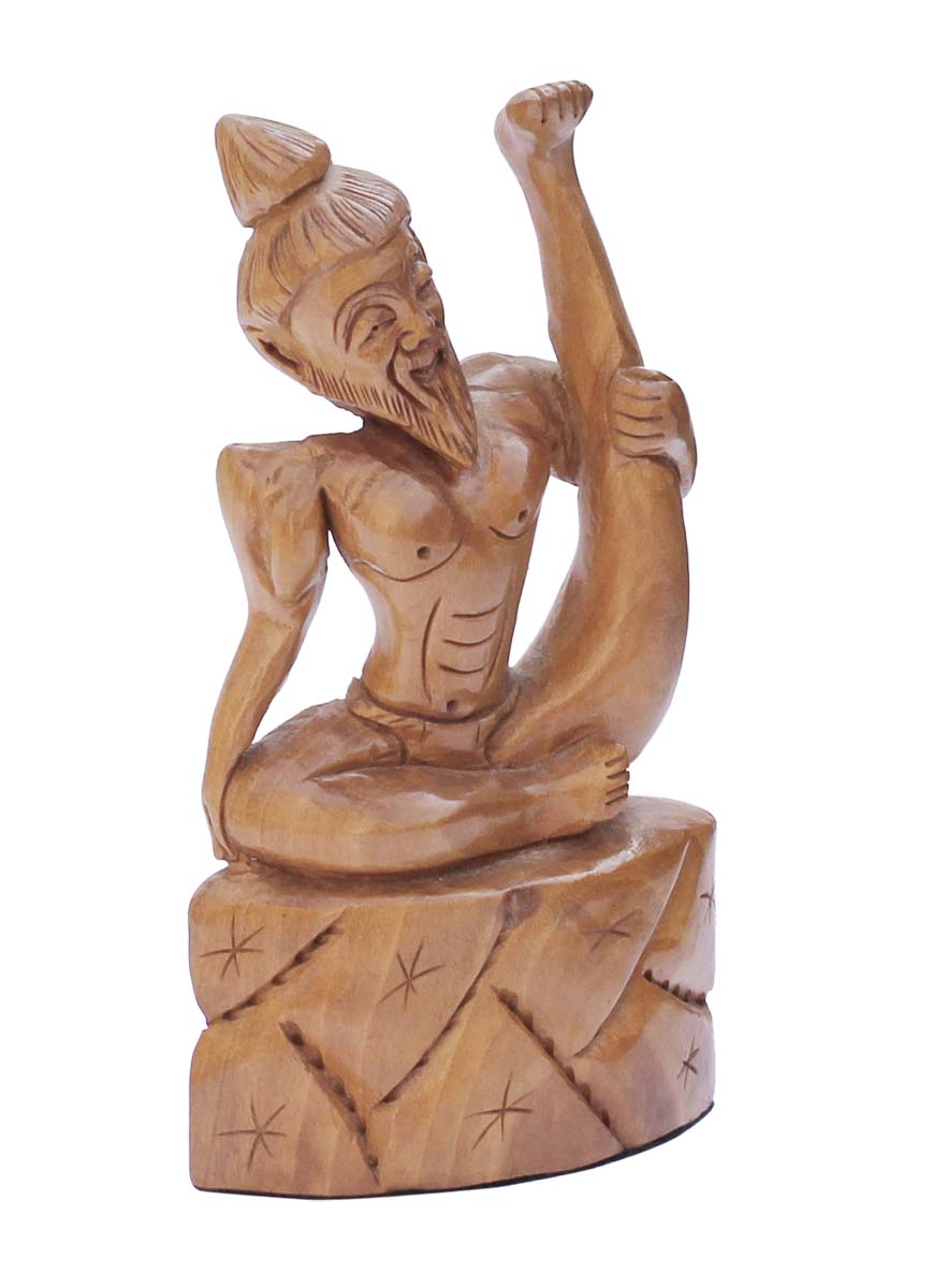 Wholesale Hand-Carved 6” Statue of ‘Yoga Guru Doing Yoga Asan’ in Kadam Wood – Ethnic-Look Statues from India